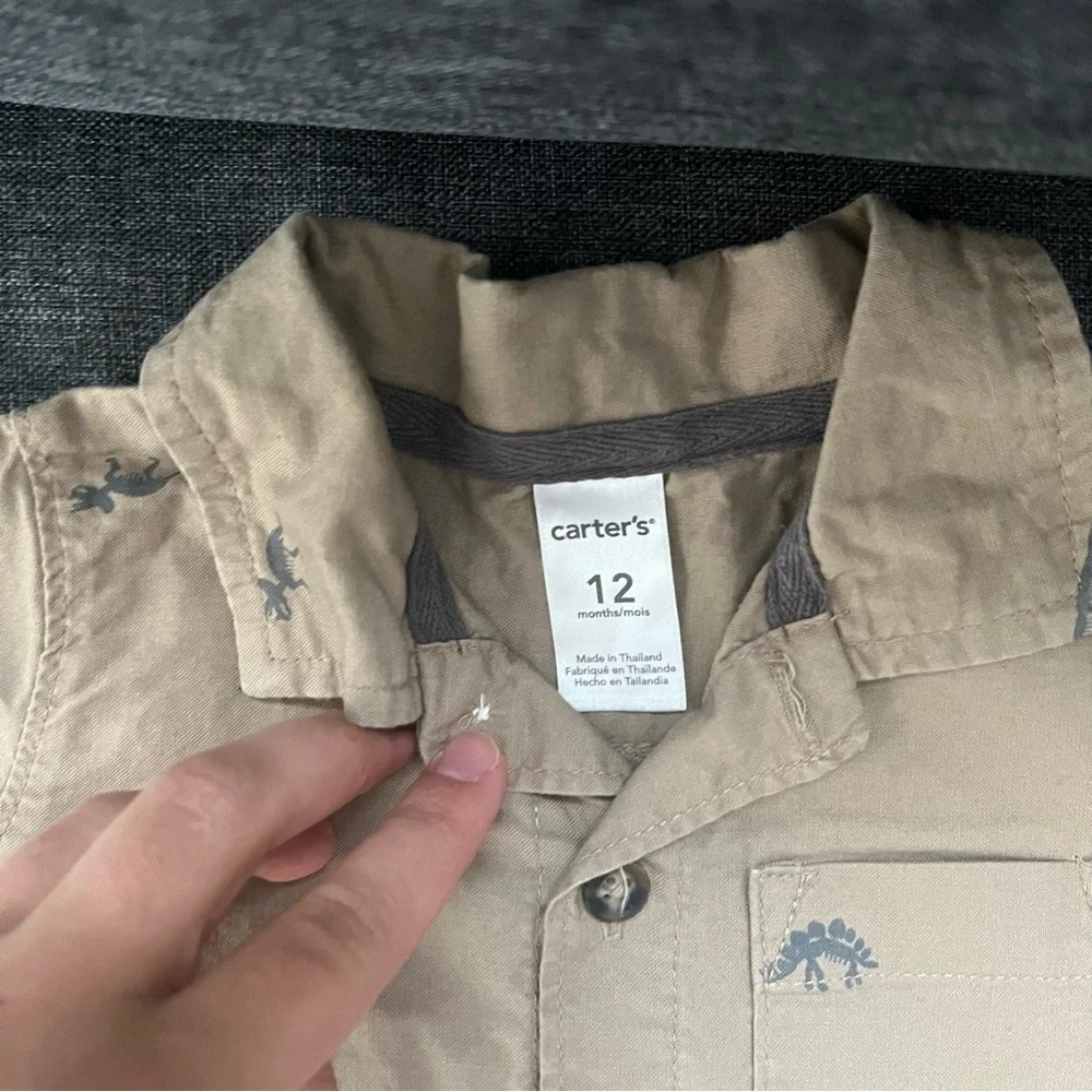 Carter's Beige Dinosaur Print Romper